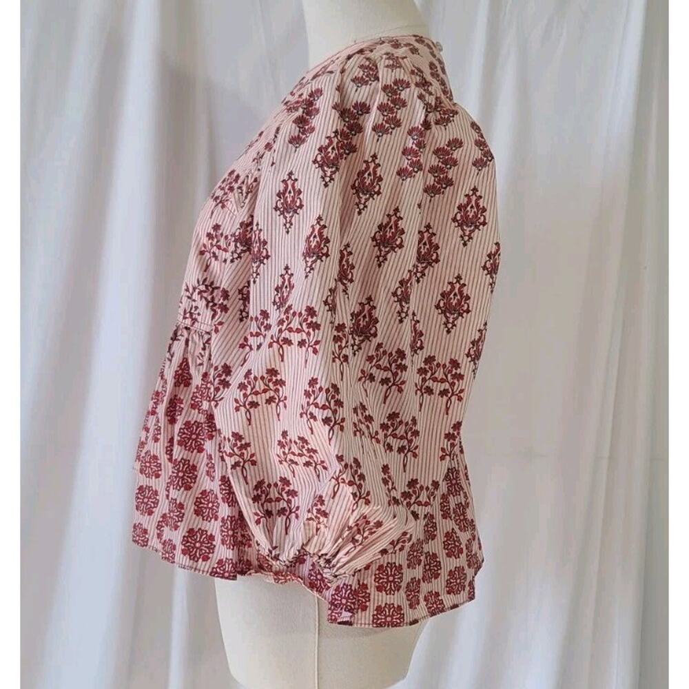Hunter Bell Womens Pink Floral Ruffle Dakota Blouse Top XS - Picture 6 of 10